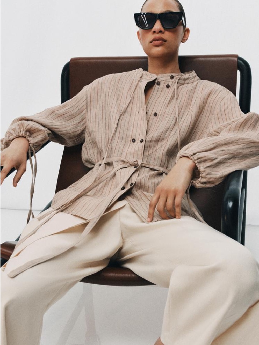 ZARA 100% LINEN STRIPED SHIRT ZW COLLECTION